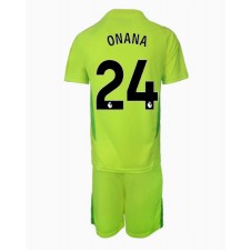 Manchester United Andre Onana #24 Målvakt Bortaställ Barn 2024-25 Korta ärmar (+ Korta byxor)
